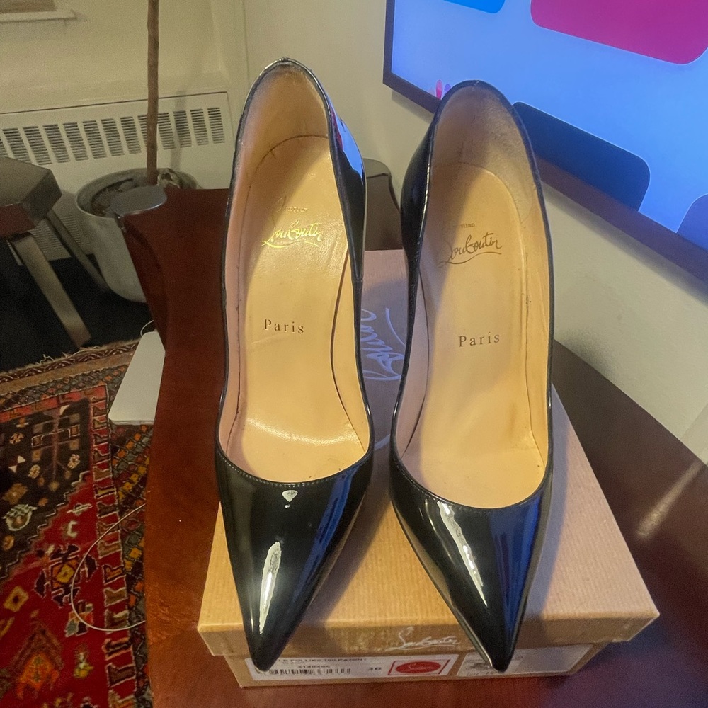 Christian Louboutin- So Kate Patent Pointed-Toe Red Sole Pump